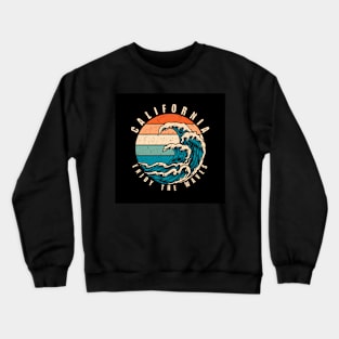 california-retro-t-shirt-design-with-waves Crewneck Sweatshirt